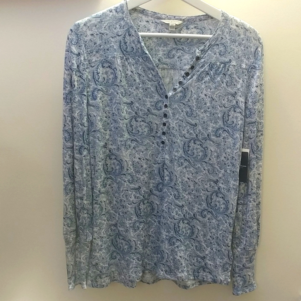 Boho Lucky Brand Paisley Print Long Sleeve Top S